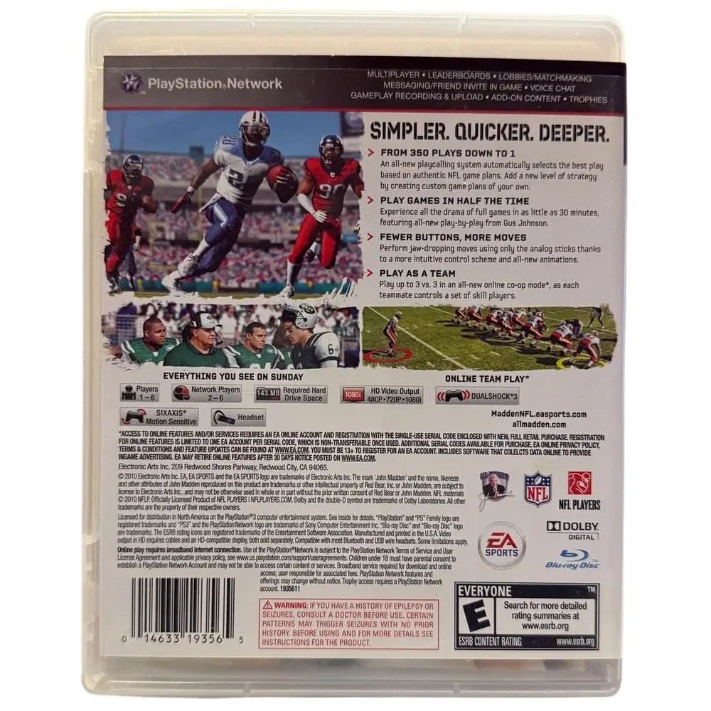 Madden NFL 11 Sony PlayStation 3, 2010 CIB Mint Condition